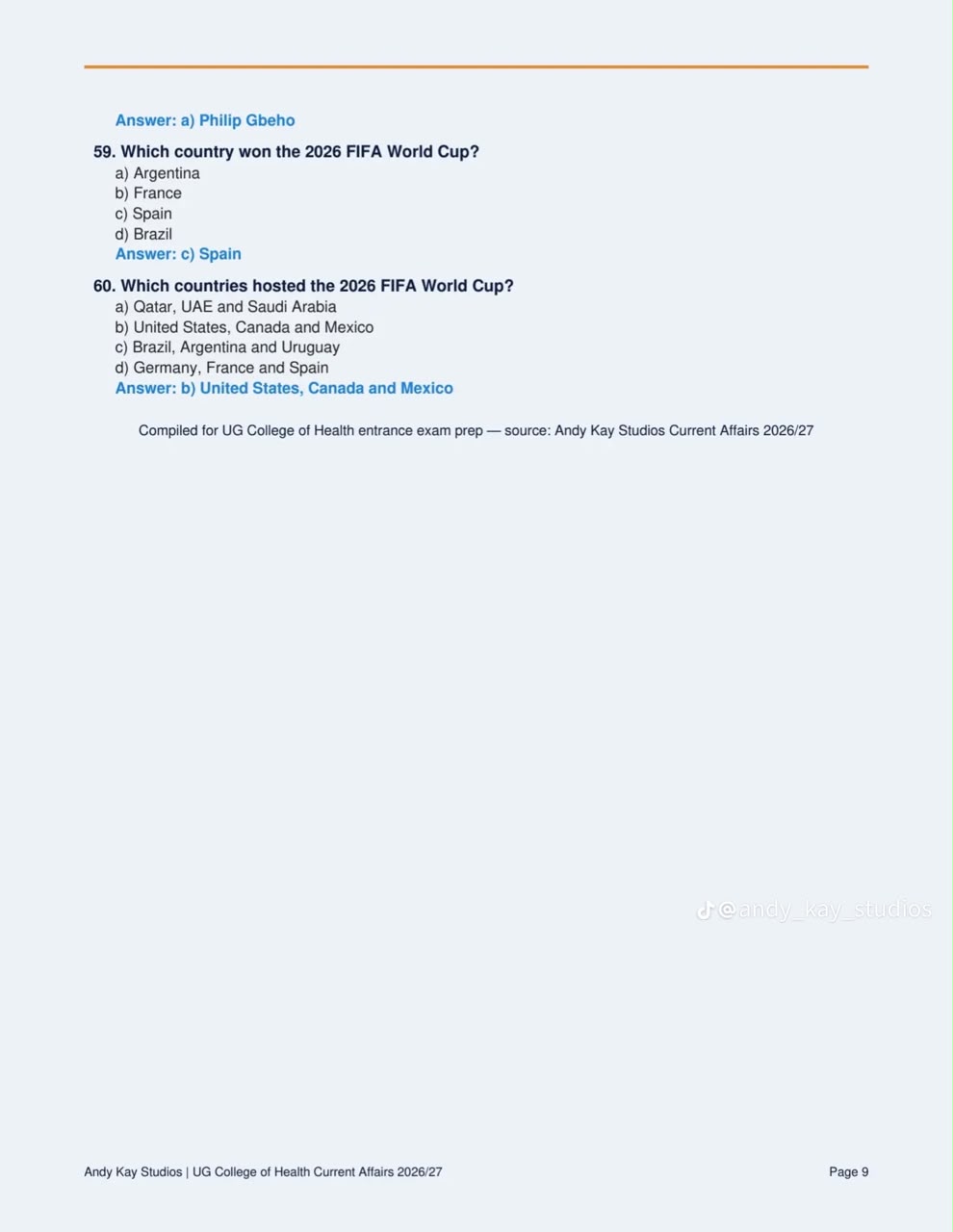 UG Health Entrance Past Question Page 5
